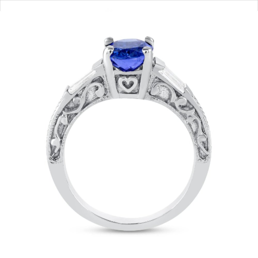 14K White Gold Diamond and Tanzanite Engagement Ring